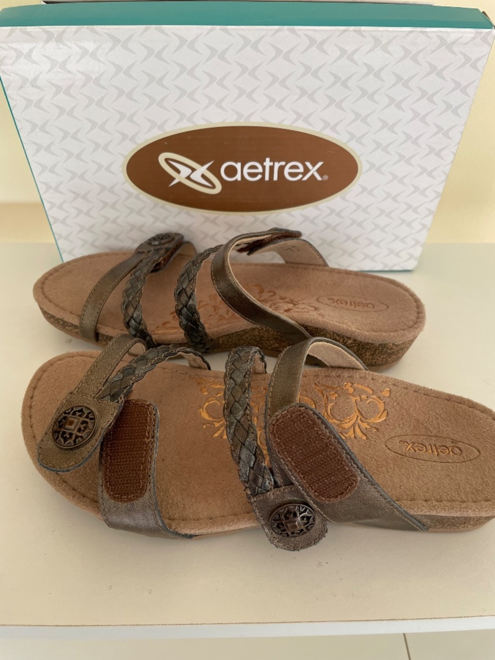 NEW Aetrex Bronze Janey Slide Sandals Womens 7 - Picture 11 of 16
